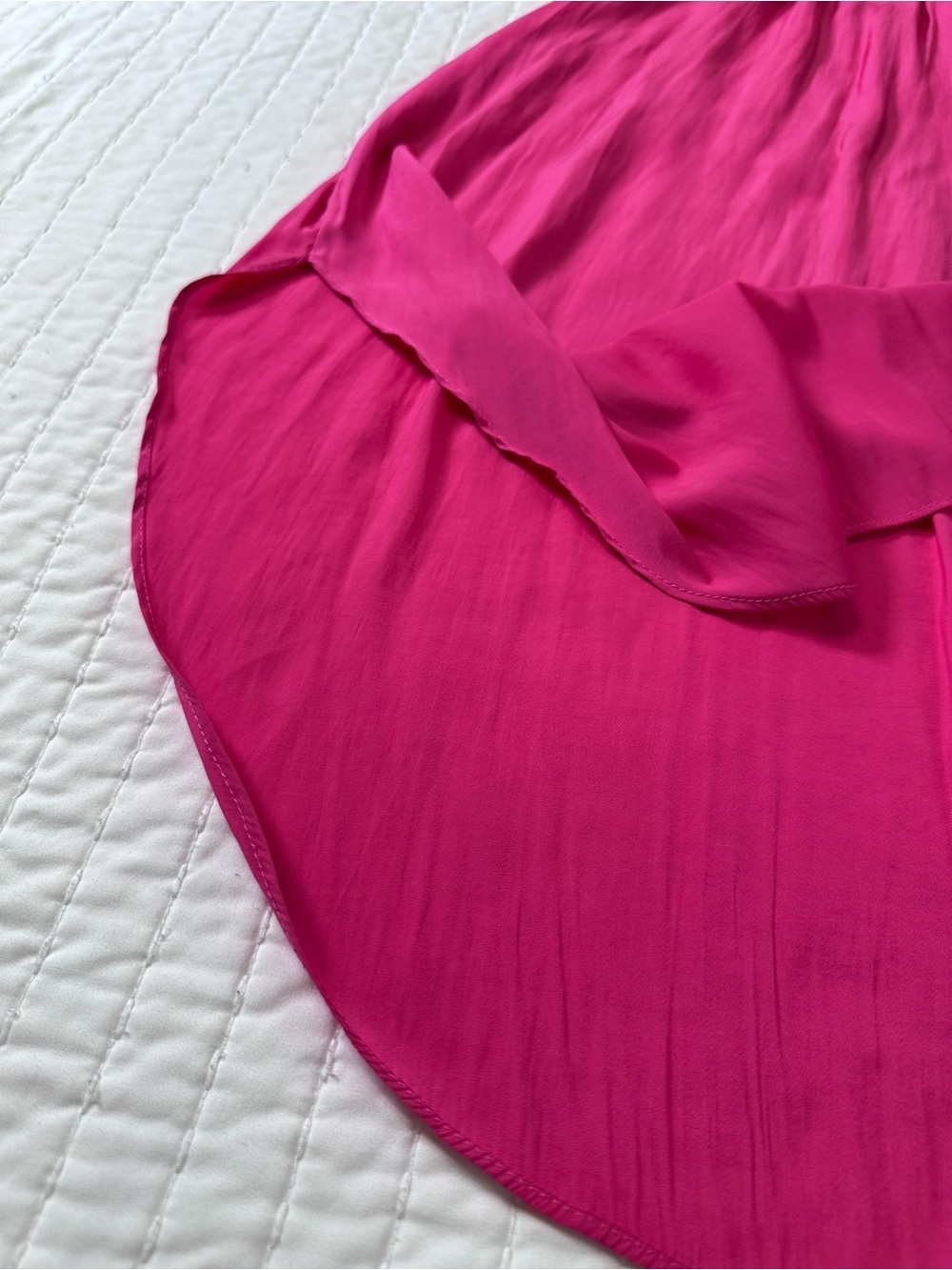 Tahari Hot Pink Summery Sleeveless V-Neck Midi Dress with Elastic Tassel Waist - Picture 6 of 13